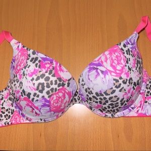 VS PINK Vibrant Floral Animal Print Push-Up Bra